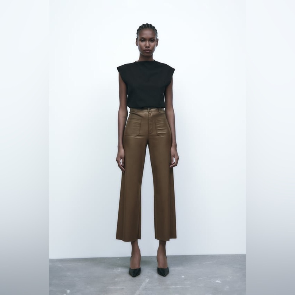 Zara Faux Leather Brown Pants